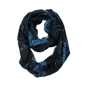 NFL Carolina Panthers Sheer Infinity Scarf Black Blue NEW Fashion Women 70”x 25”